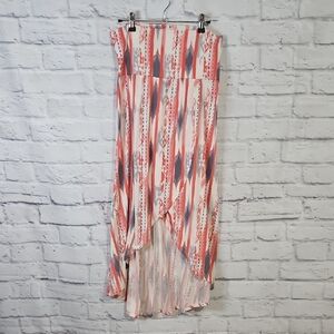 Lily Rose High Low Skirt in Coral and Gray